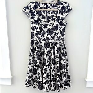 Hell Bunny Black and White Fit and Flare Dress Size L